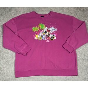 Disney Boxlunch Sweatshirt Womens 3X‎ Minnie Daisy Beach Pullover Embroidered